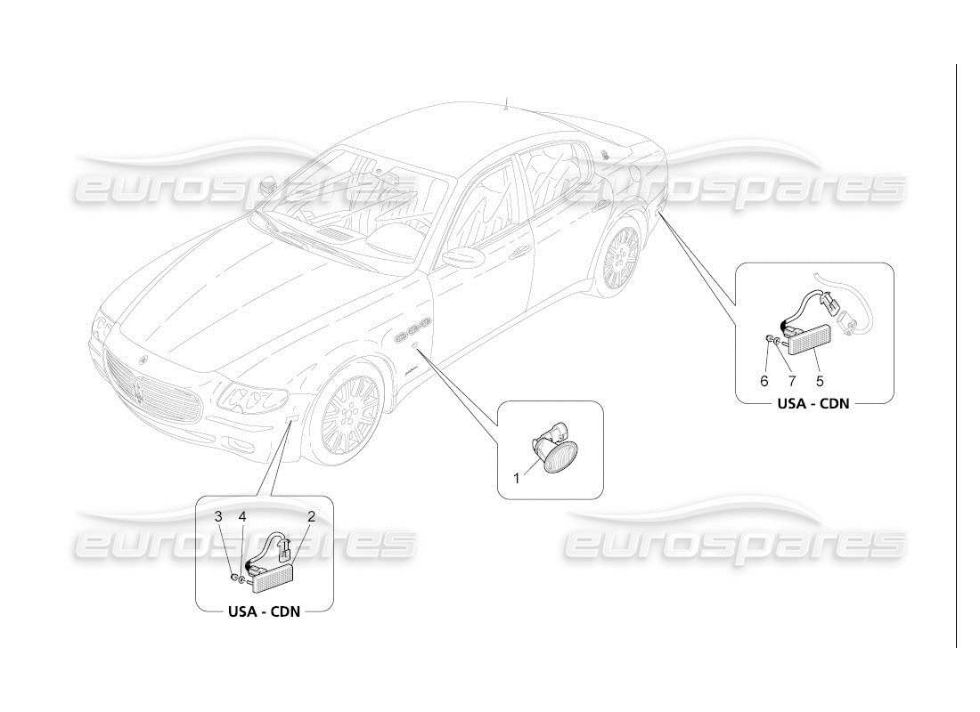 maserati qtp. (2007) 4.2 auto diagramma delle parti dei gruppi ottici laterali