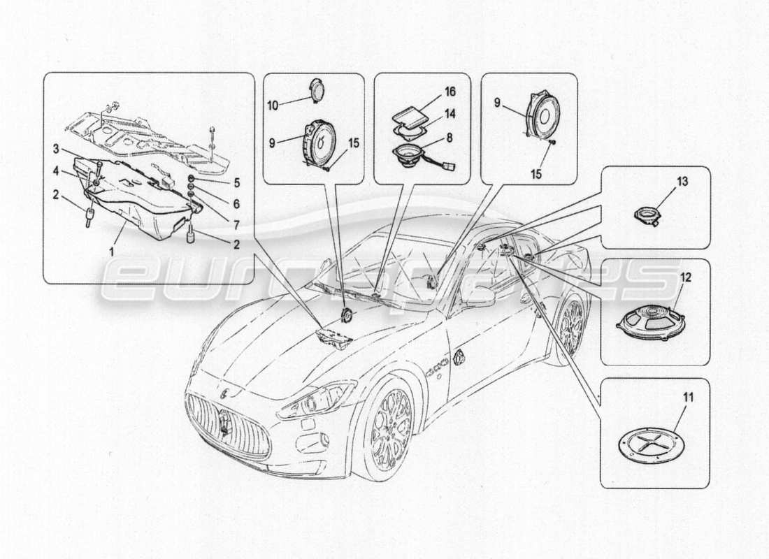 maserati granturismo special edition schema delle parti del sistema audio