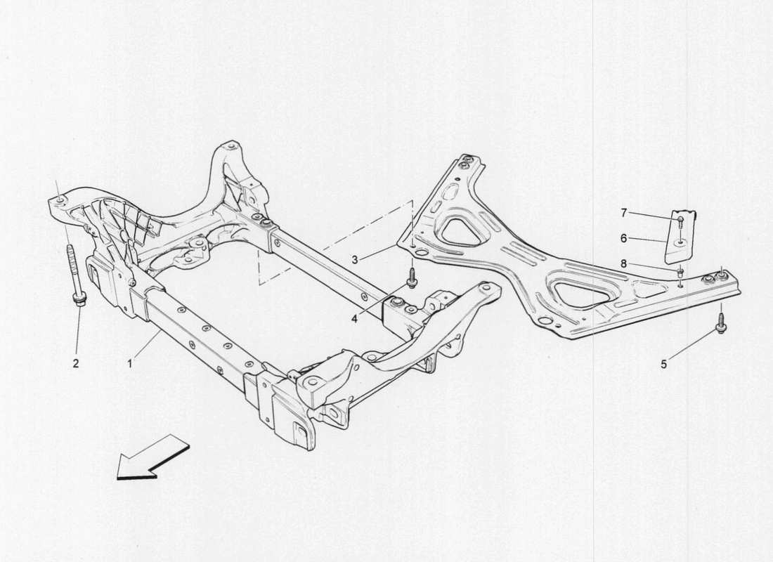 maserati qtp. v6 3.0 tds 275bhp 2017 schema delle parti del sottotelaio anteriore