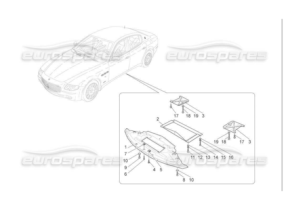 maserati qtp. (2007) 4.2 auto schema delle parti delle protezioni sottoscocca e sottopavimento