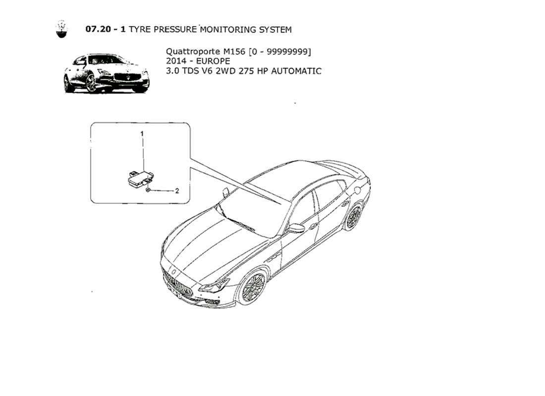 maserati qtp. v6 3.0 tds 275bhp 2014 sistema di monitoraggio della pressione dei pneumatici schema delle parti