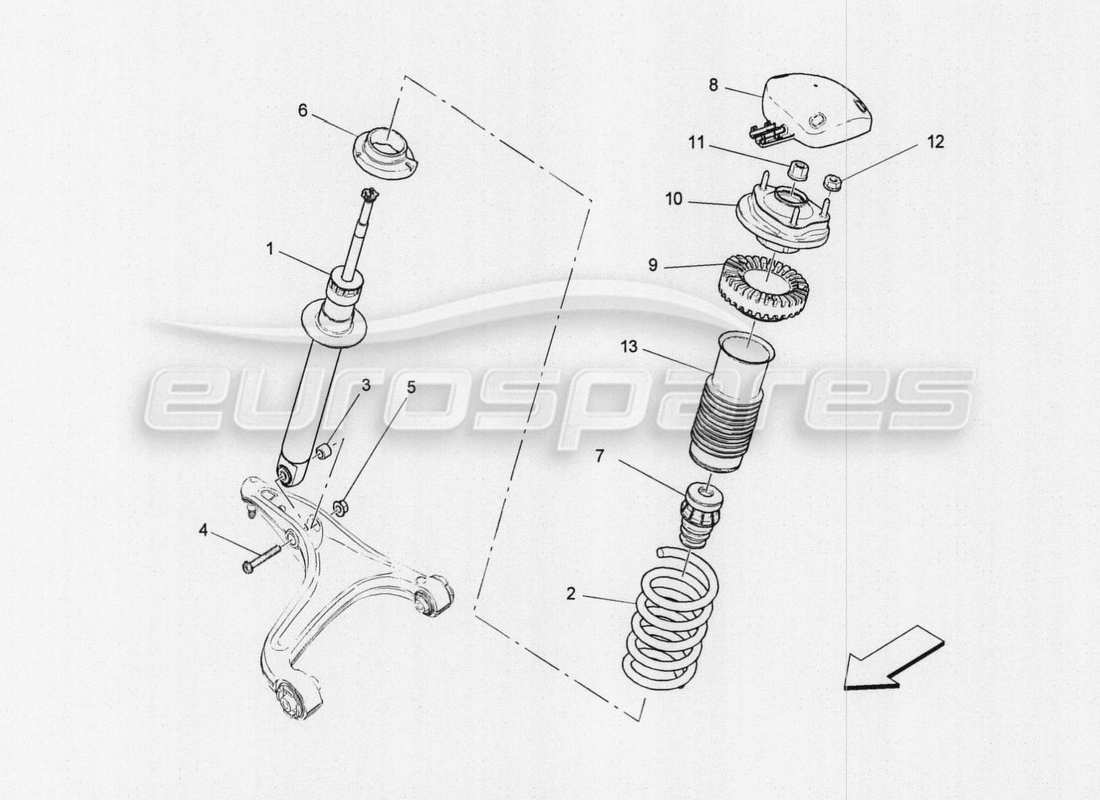 maserati qtp. v8 3.8 530bhp auto 2015 diagramma delle parti dei dispositivi dell'ammortizzatore anteriore