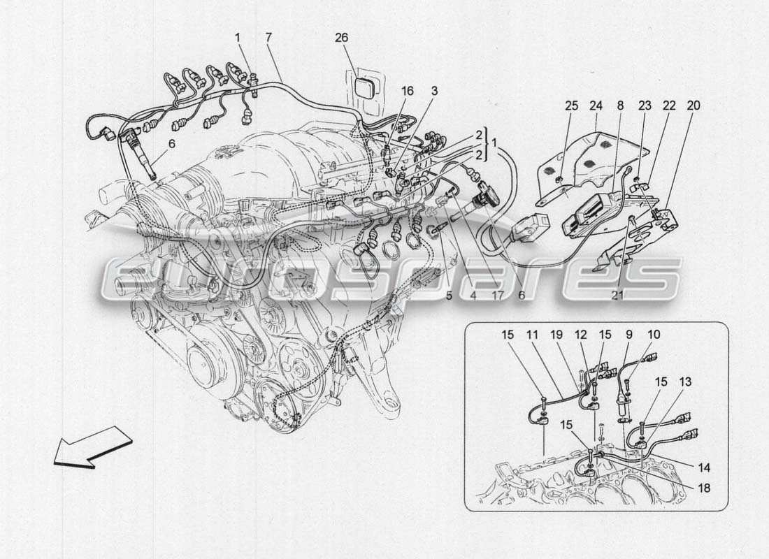 maserati grancabrio mc centenario gestione elettronica - iniezione e controllo diagramma delle parti