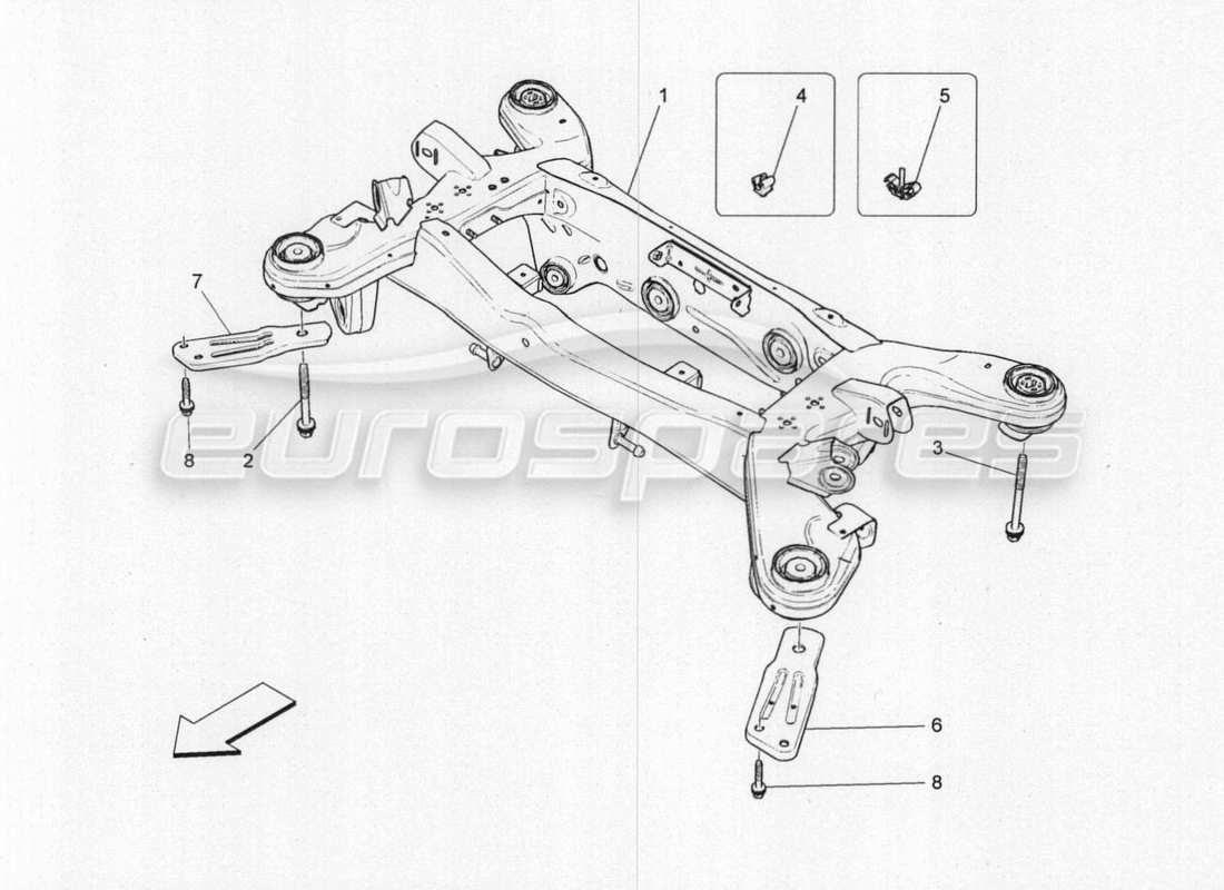 maserati qtp. v8 3.8 530bhp 2014 auto schema delle parti del telaio posteriore