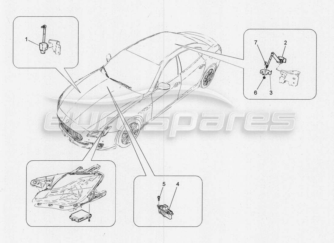 maserati qtp. v8 3.8 530bhp 2014 auto diagramma delle parti di controllo del sistema di illuminazione