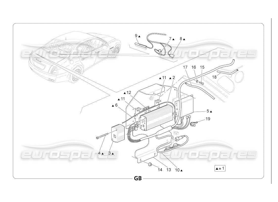 maserati qtp. (2007) 4.2 auto diagramma delle parti del sistema di allarme e immobilizzatore