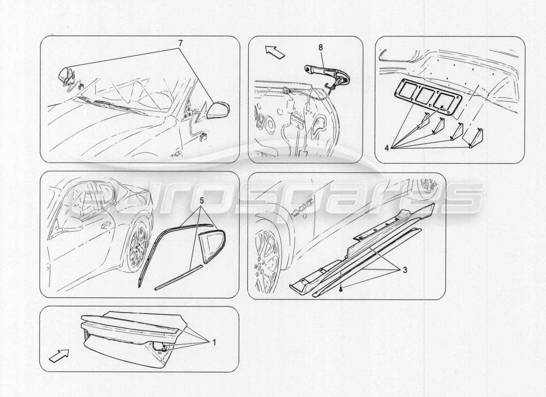 maserati granturismo special edition schema delle parti di finiture e pannelli di copertura