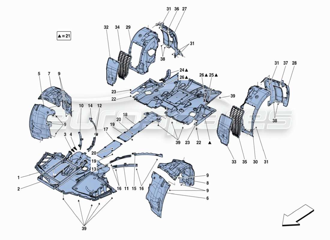 ferrari 488 challenge sottopiatti diagramma delle parti