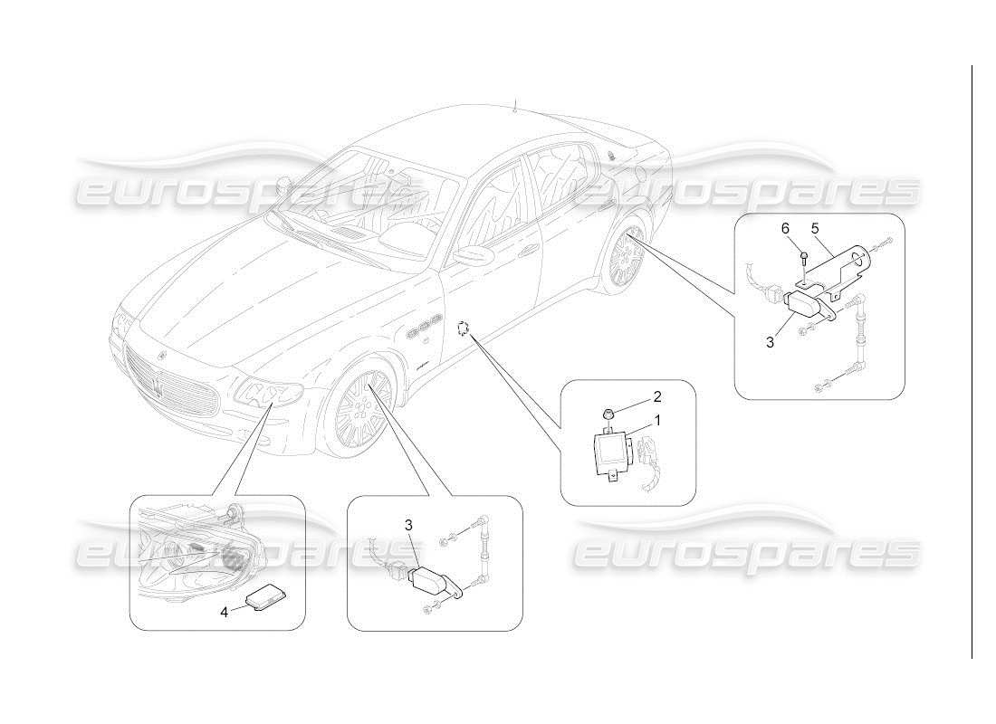 maserati qtp. (2007) 4.2 auto diagramma delle parti di controllo del sistema di illuminazione