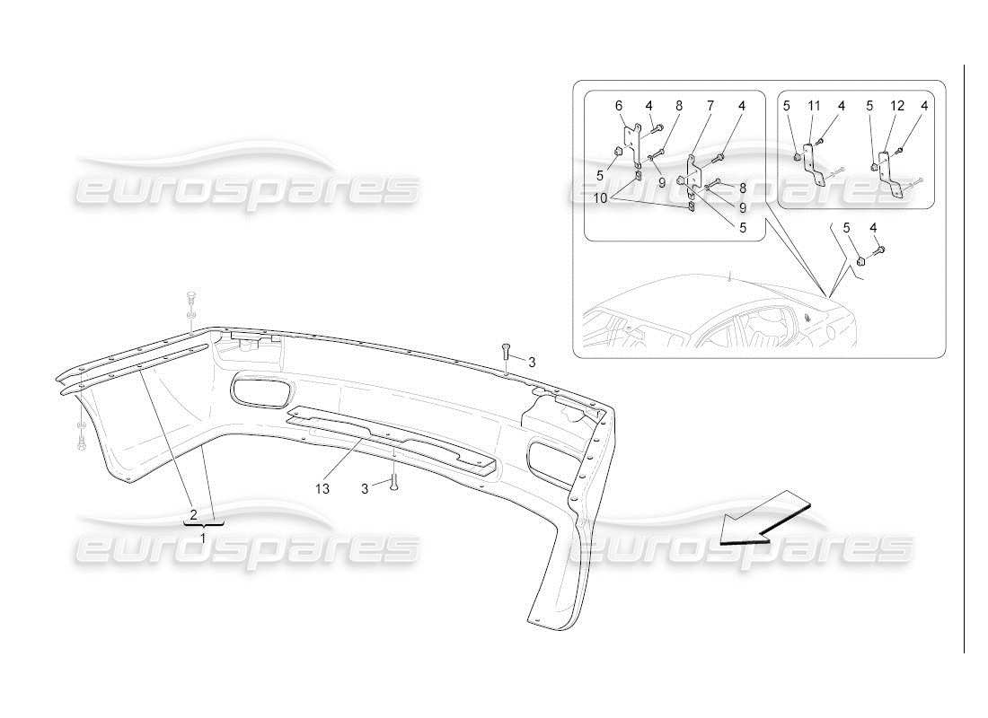 maserati qtp. (2007) 4.2 auto schema delle parti paraurti posteriore
