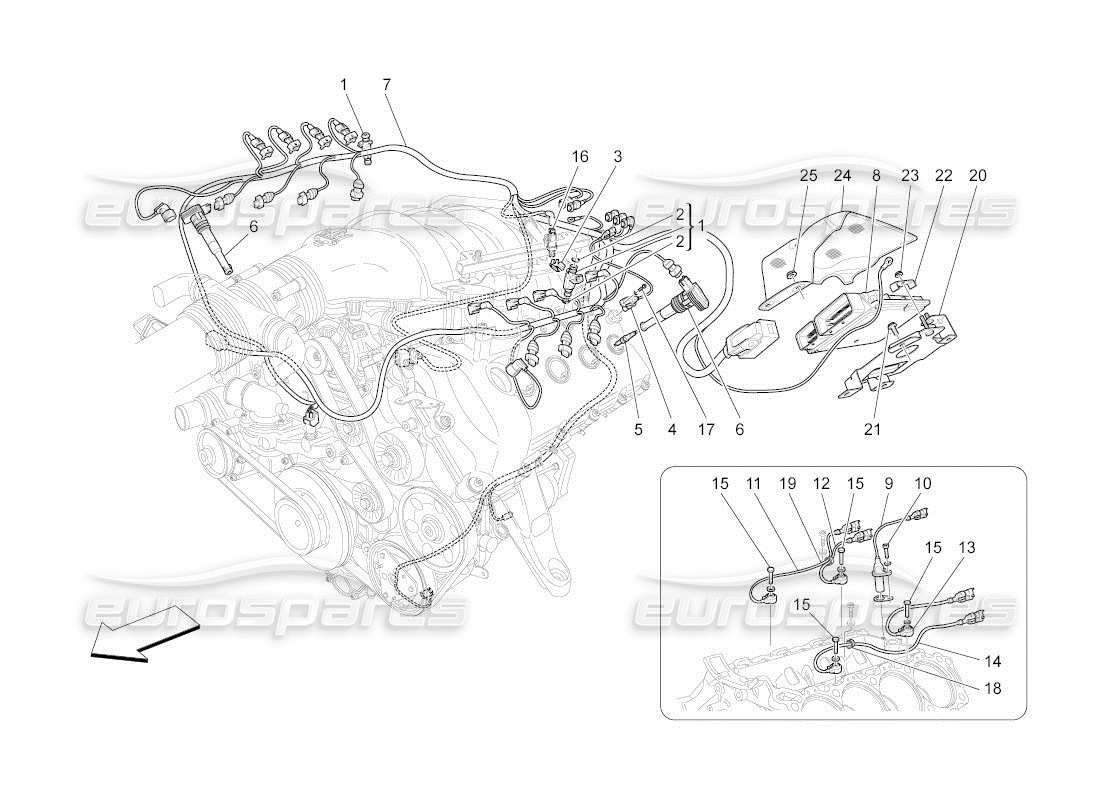 maserati qtp. (2011) 4.2 auto controllo elettronico: diagramma delle parti di controllo dell'iniezione e della fasatura del motore