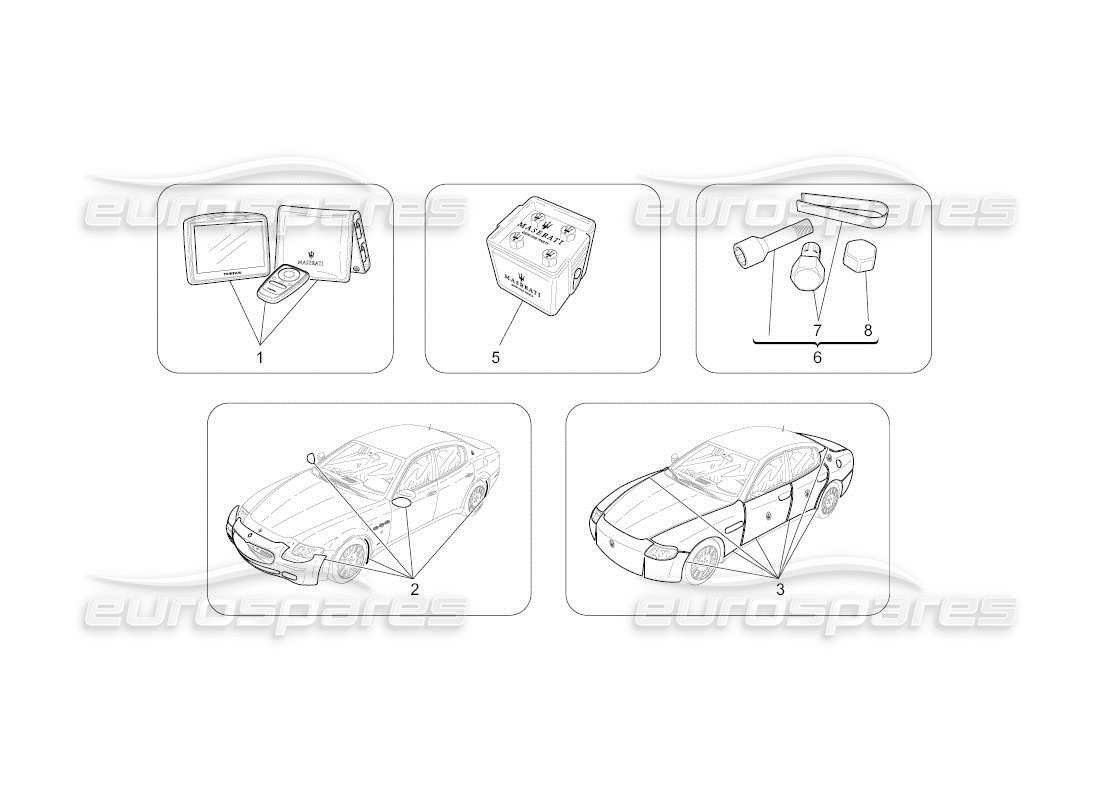 maserati qtp. (2011) 4.2 auto accessori post-vendita diagramma delle parti