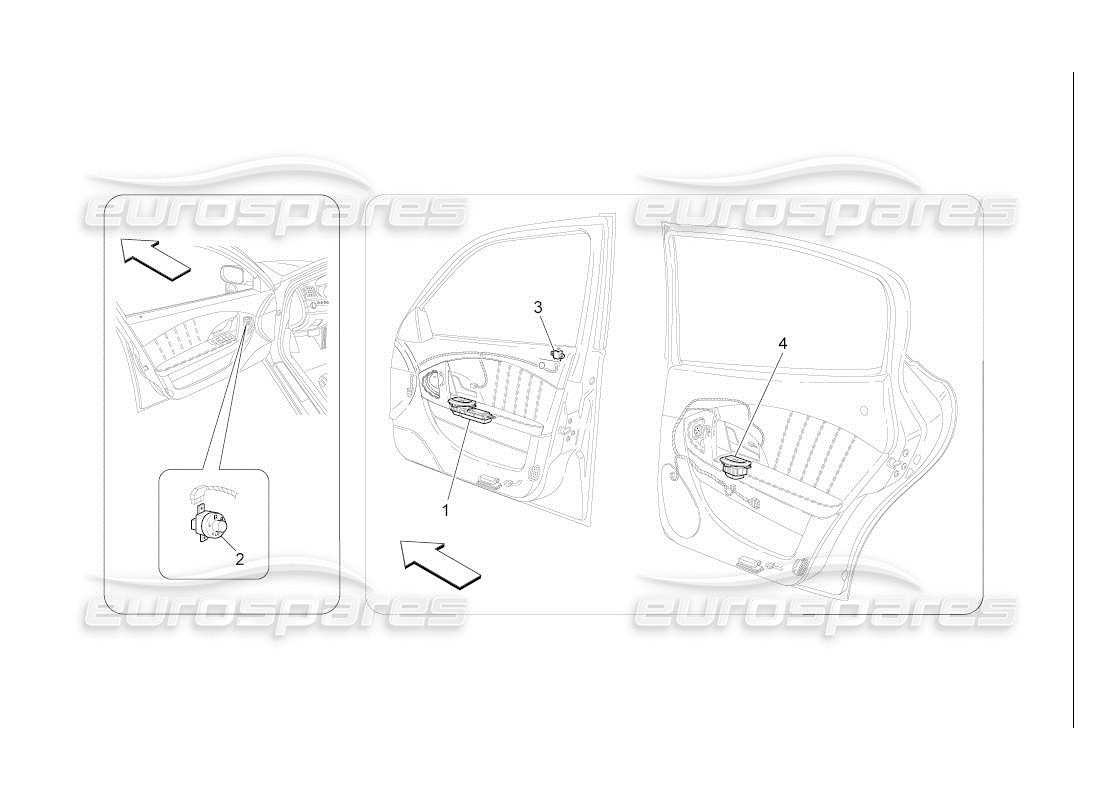 maserati qtp. (2007) 4.2 auto diagramma delle parti dei dispositivi per porte