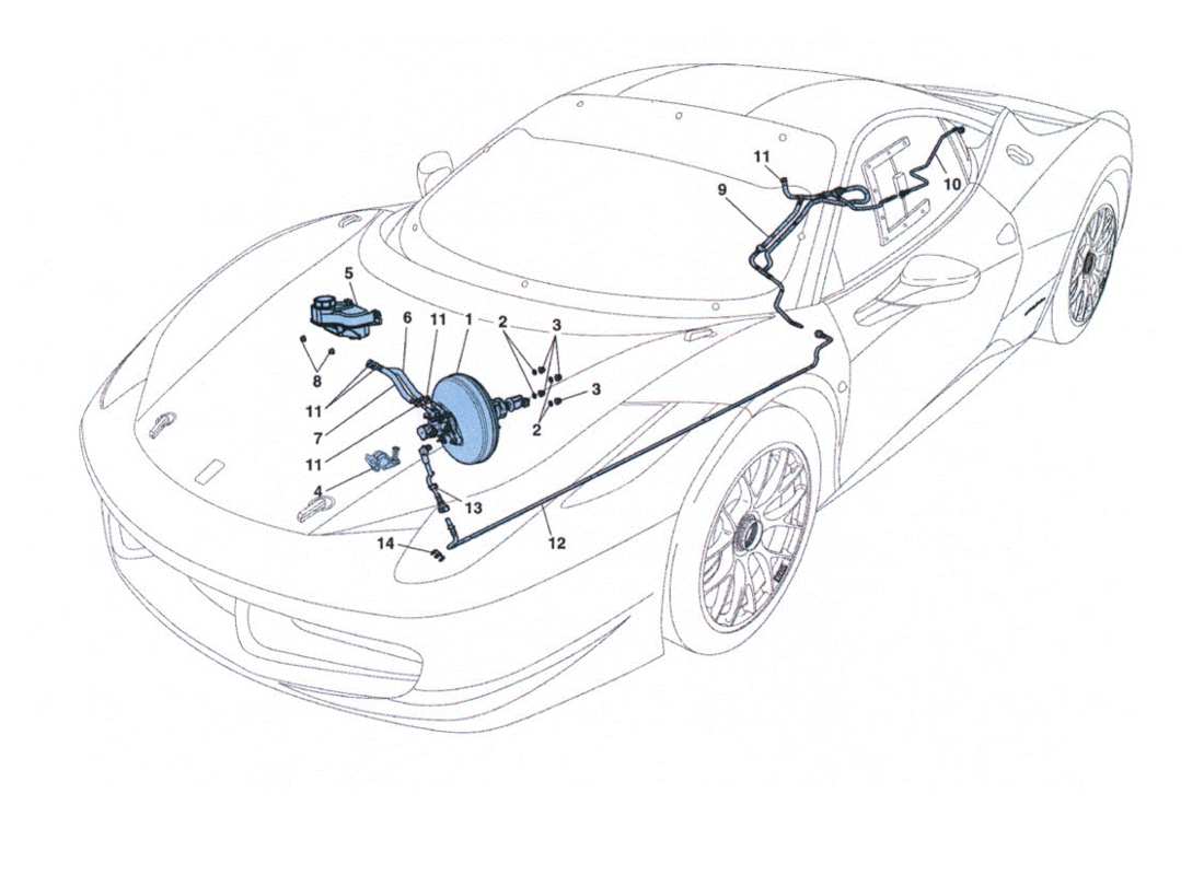 ferrari 458 challenge schema parziale dell'impianto servofreno