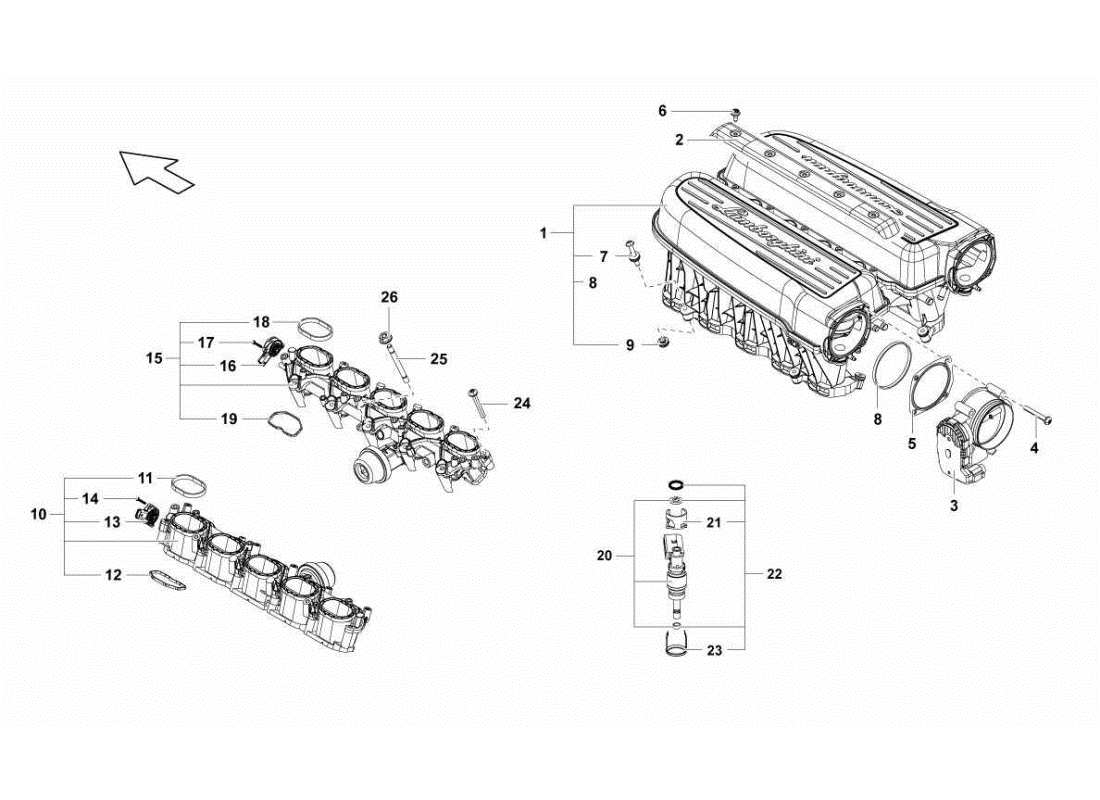 lamborghini gallardo sts ii sc collettore di aspirazione schema delle parti