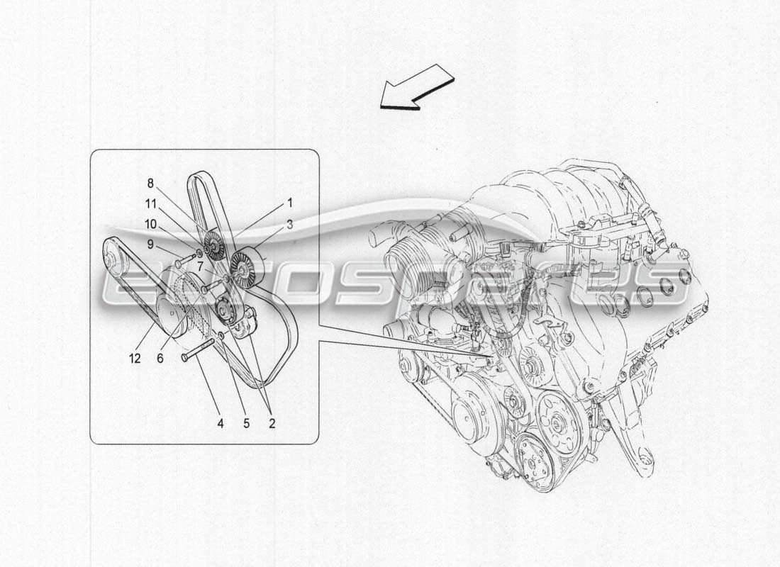 maserati grancabrio mc centenario diagramma delle parti delle cinghie ausiliarie