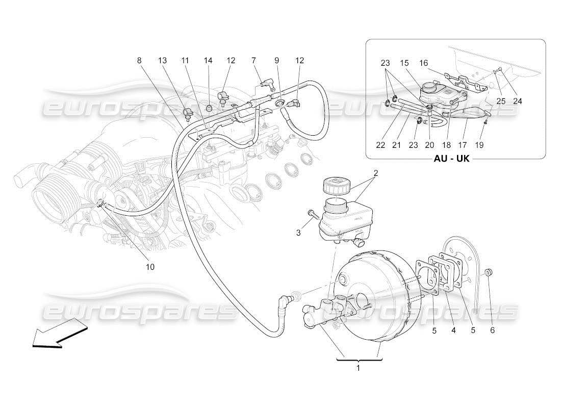 maserati qtp. (2011) 4.7 auto servofreno diagramma delle parti