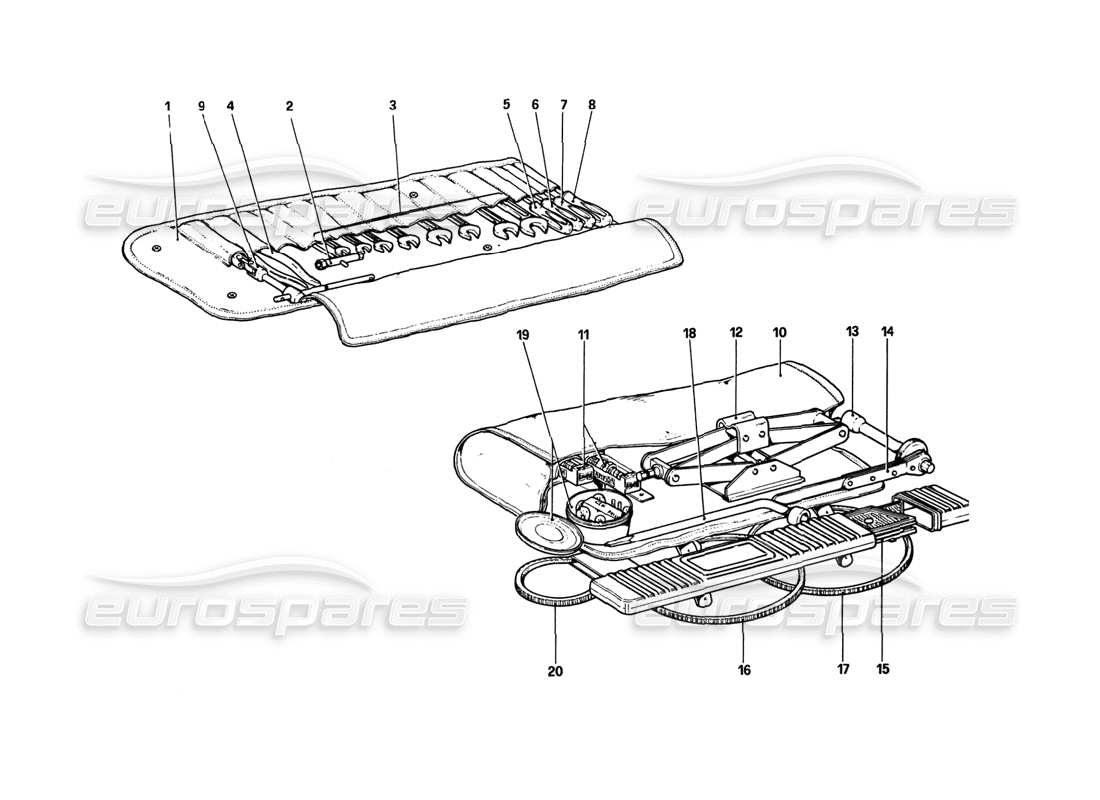 ferrari 308 gtb (1980) diagramma delle parti del kit di strumenti