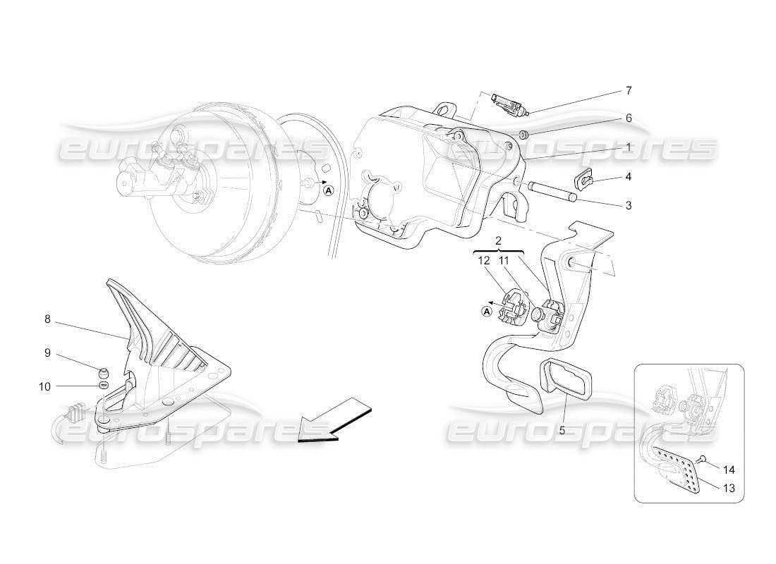 maserati qtp. (2011) 4.7 auto schema completo delle parti dell'unità pedaliera