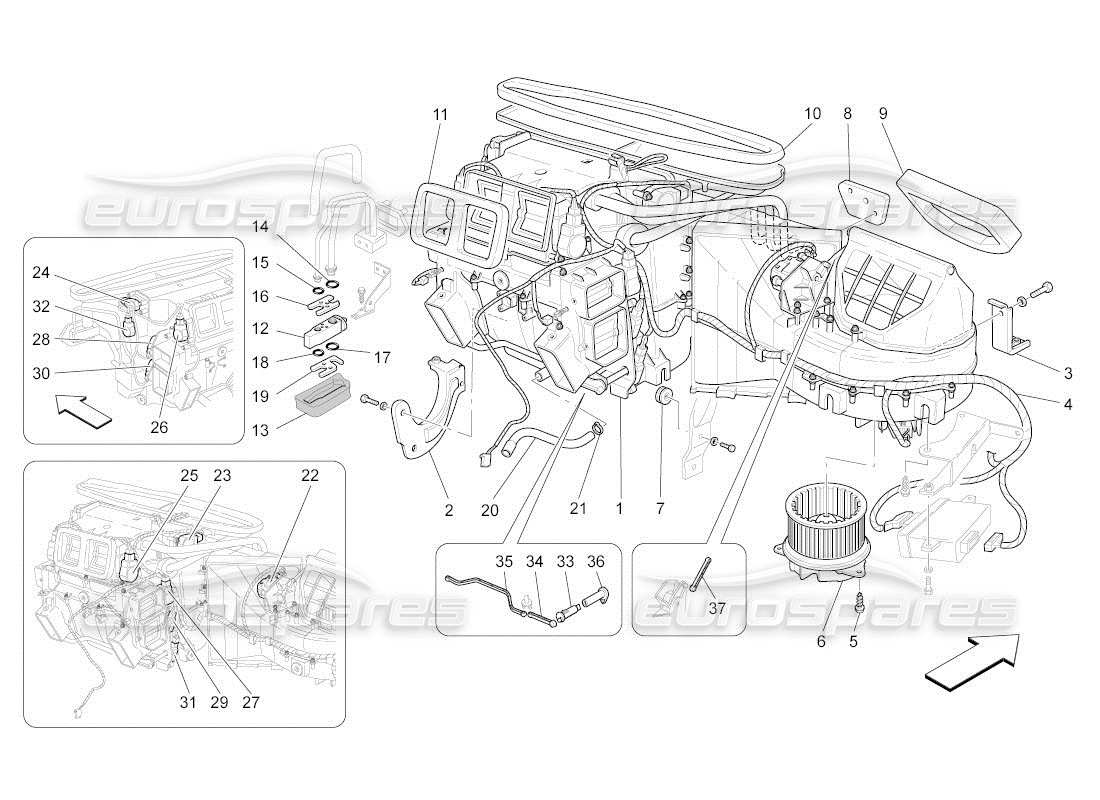 maserati qtp. (2011) 4.7 auto unità a c: diagramma delle parti dei dispositivi del dashboard