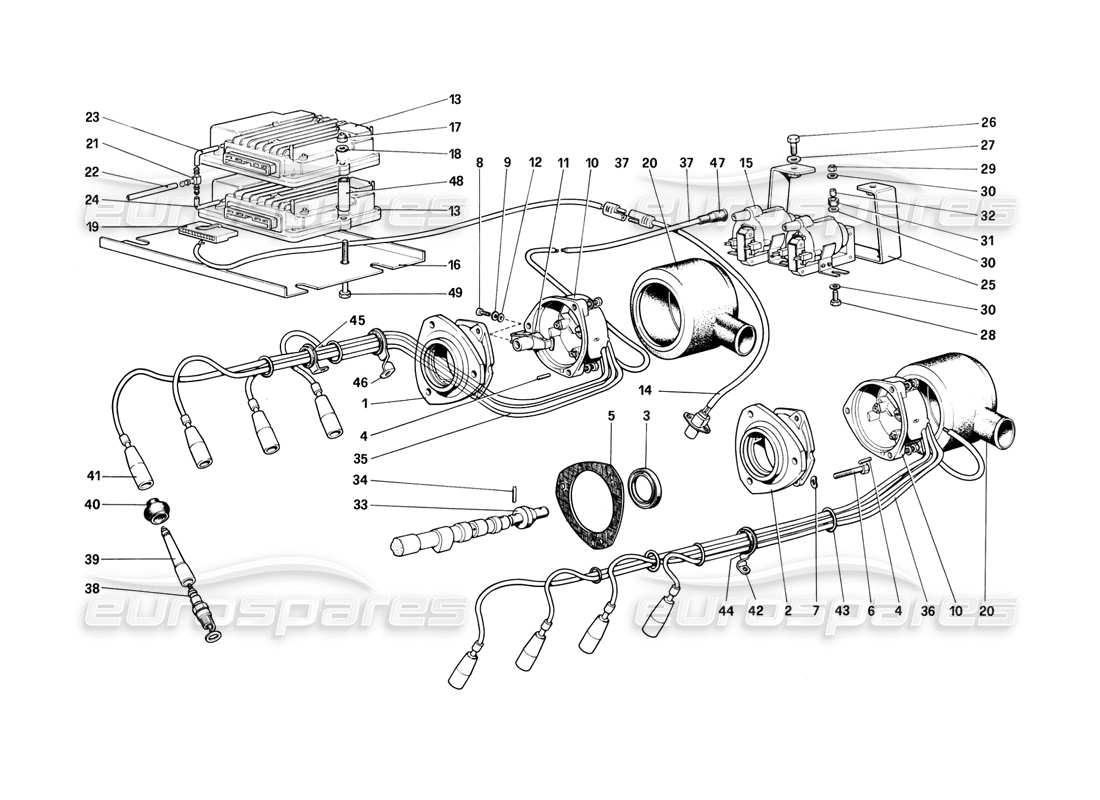 ferrari 308 (1981) gtbi/gtsi accensione del motore diagramma delle parti