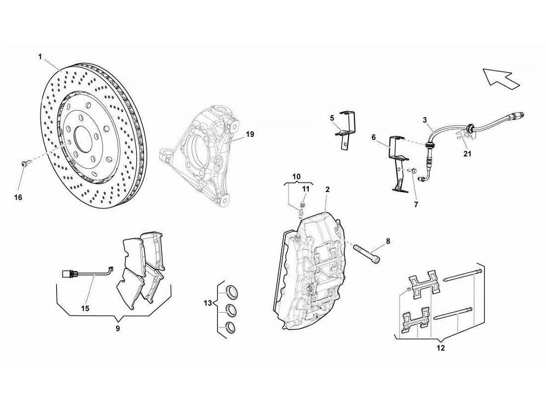 lamborghini gallardo lp570-4s perform dischi freni anteriori std diagramma delle parti