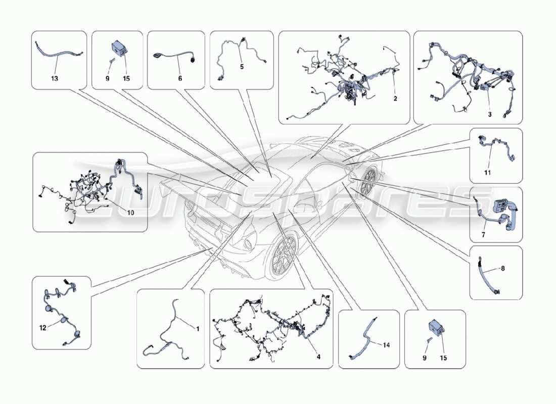 ferrari 488 challenge cablaggio diagramma delle parti