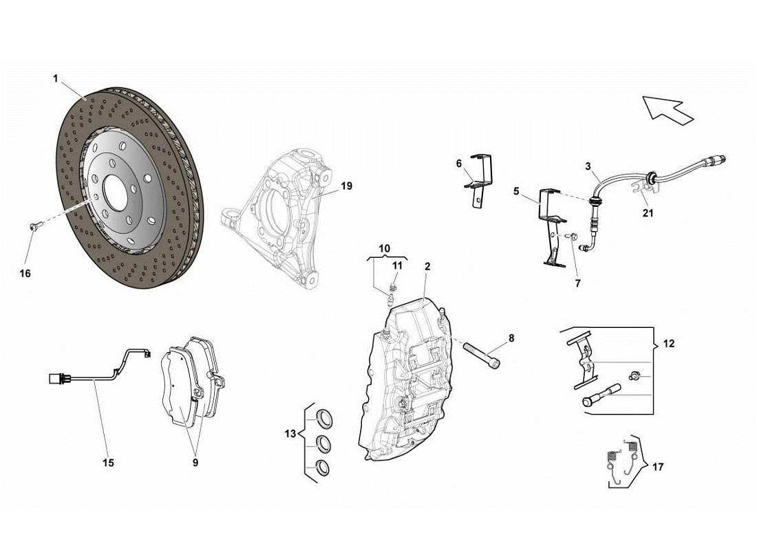 lamborghini gallardo lp560-4s update dischi freni anteriori schema parti ccb