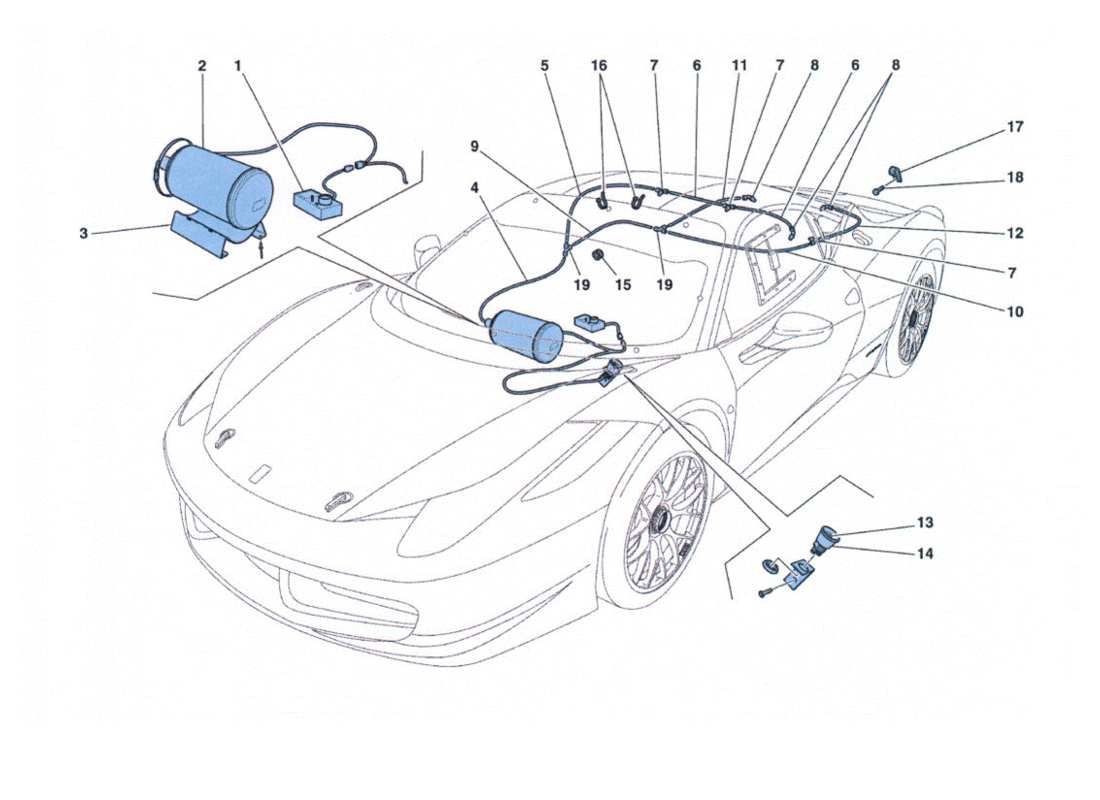 ferrari 458 challenge diagramma delle parti dell'estintore