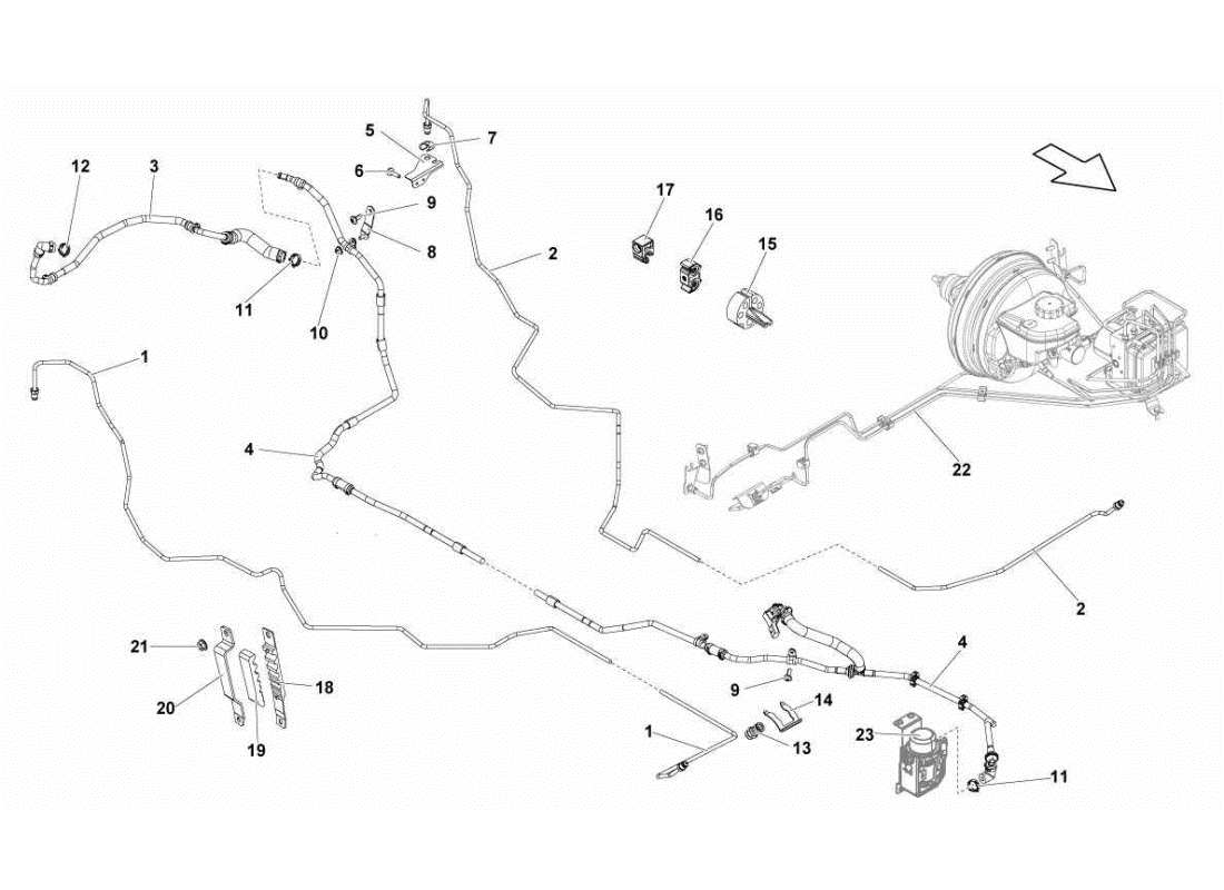 lamborghini gallardo sts ii sc sistema di frenaggio diagramma delle parti
