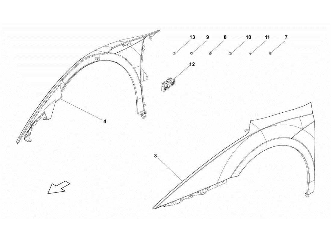 lamborghini gallardo sts ii sc parafango anteriore diagramma delle parti