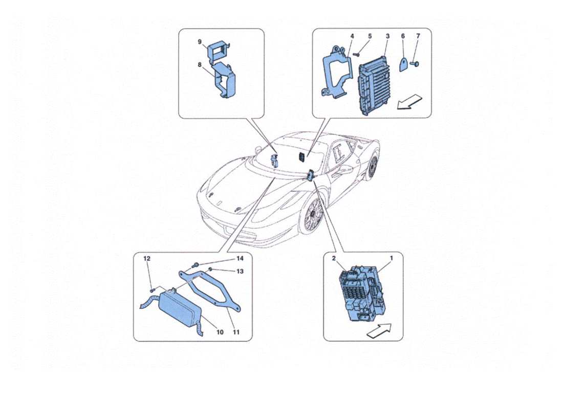 ferrari 458 challenge diagramma delle parti della centraline vettura