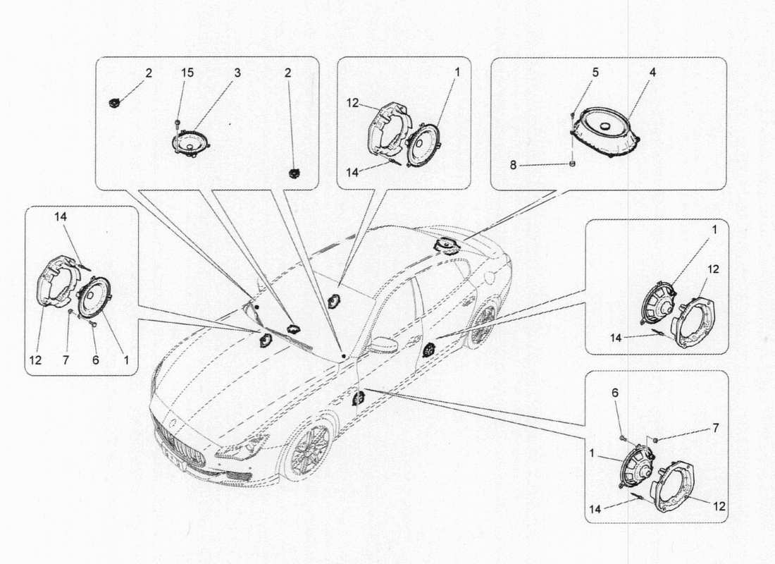 maserati qtp. v6 3.0 bt 410bhp 2015 sistema sonoro diagramma delle parti