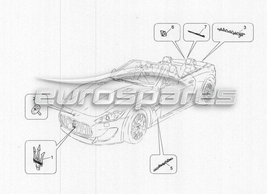 maserati grancabrio mc centenario rifinisce marchi e simboli diagramma delle parti