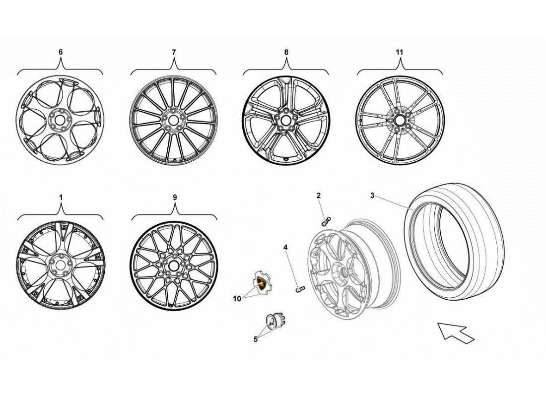 lamborghini gallardo sts ii sc pneumatici anteriori diagramma delle parti
