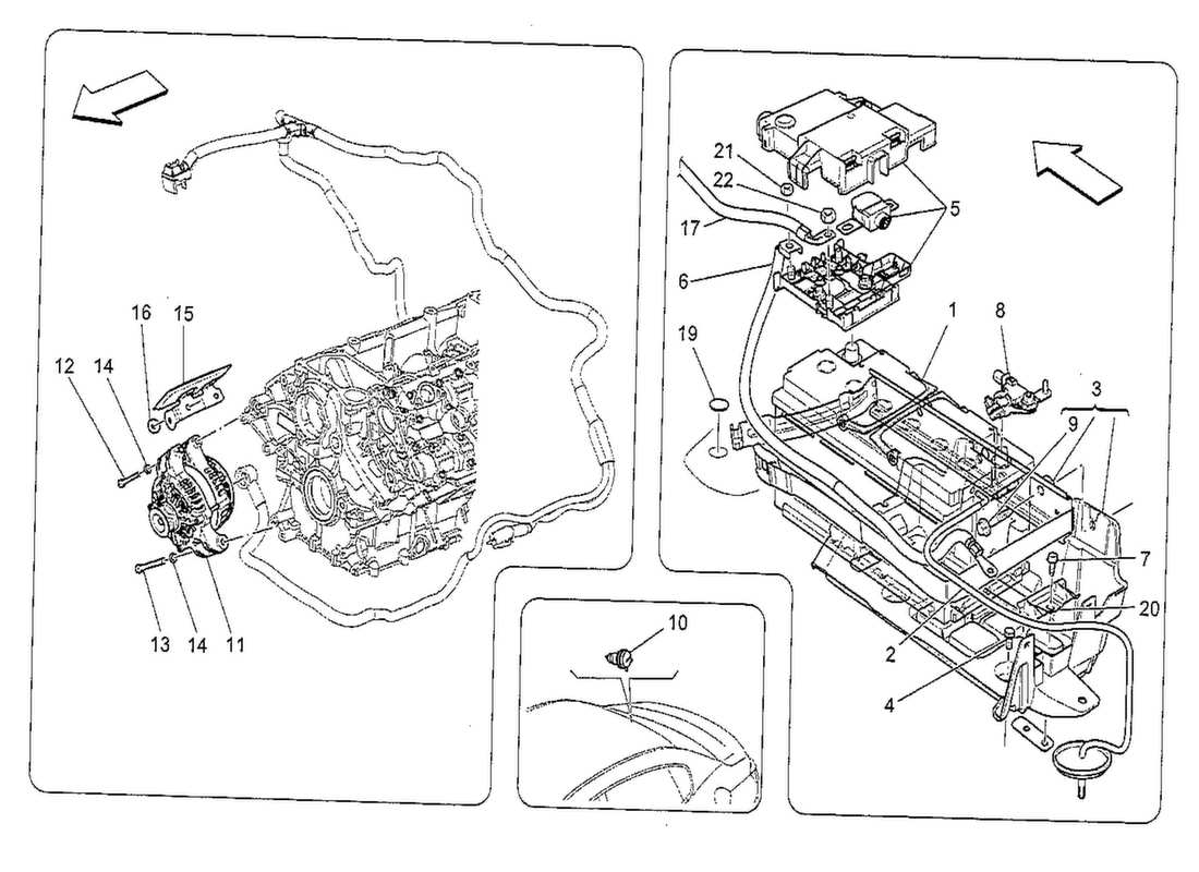 maserati qtp. v8 3.8 530bhp 2014 diagramma delle parti di generazione e accumulo di energia