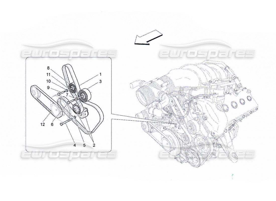 maserati qtp. (2010) 4.2 cinture per dispositivi ausiliari diagramma delle parti