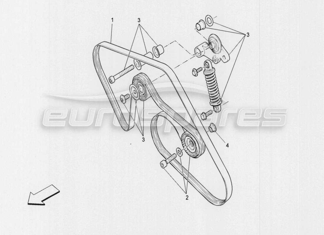 maserati qtp. v8 3.8 530bhp auto 2015 diagramma delle parti delle cinghie dei dispositivi ausiliari