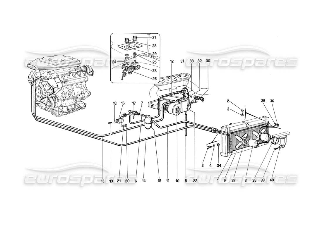 ferrari 308 (1981) gtbi/gtsi diagramma delle parti del sistema di climatizzazione