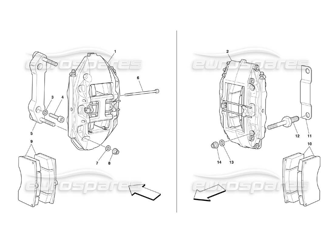 ferrari 360 challenge (2000) pinze per freni anteriori e posteriori diagramma delle parti