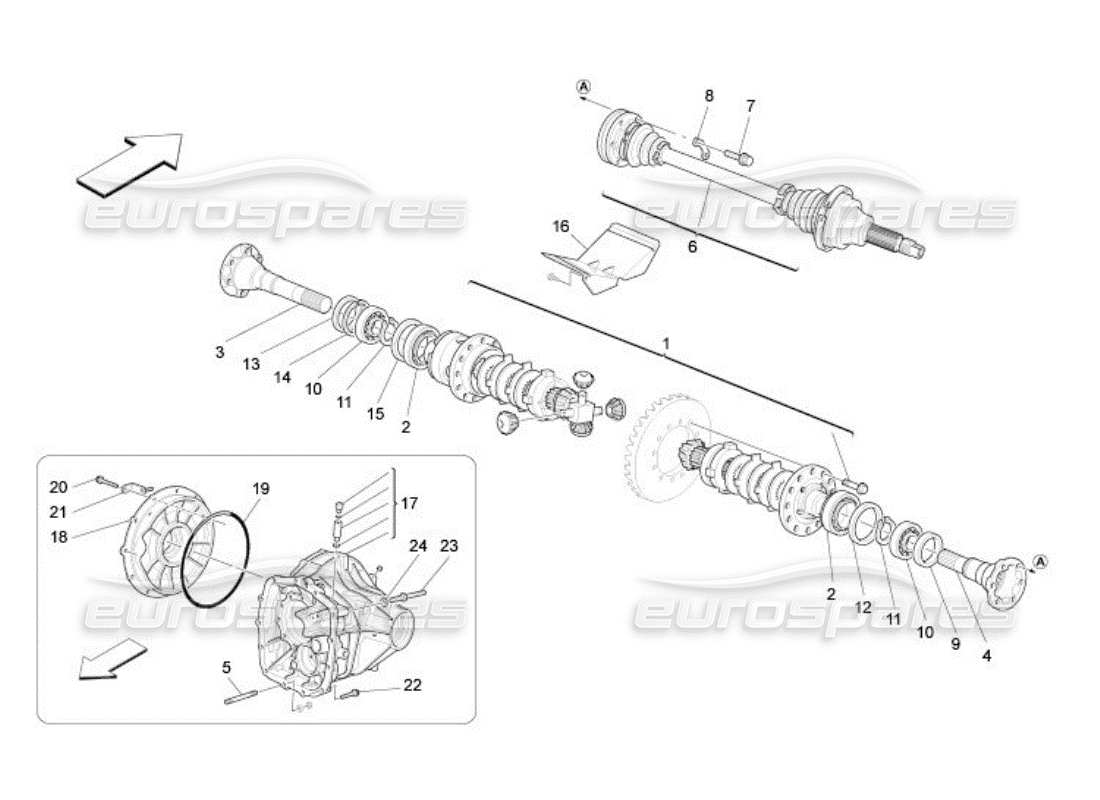 maserati qtp. (2005) 4.2 diagramma delle parti del differenziale e dei semiassi posteriori