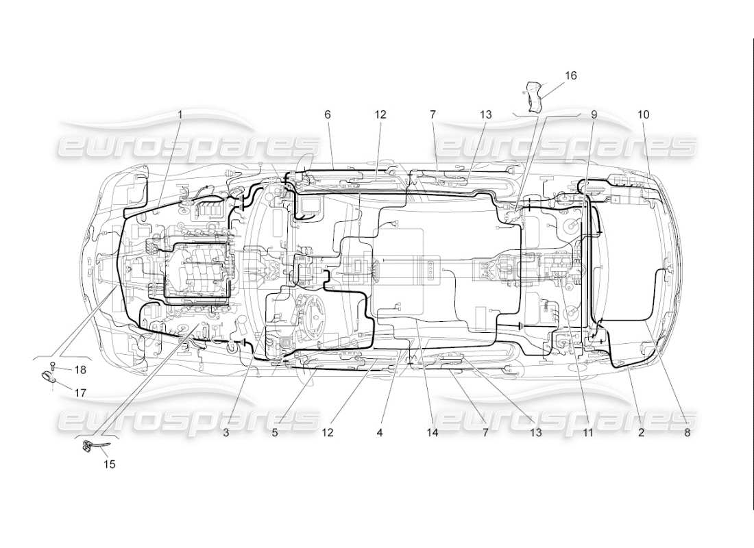 maserati qtp. (2007) 4.2 f1 cablaggio principale diagramma delle parti