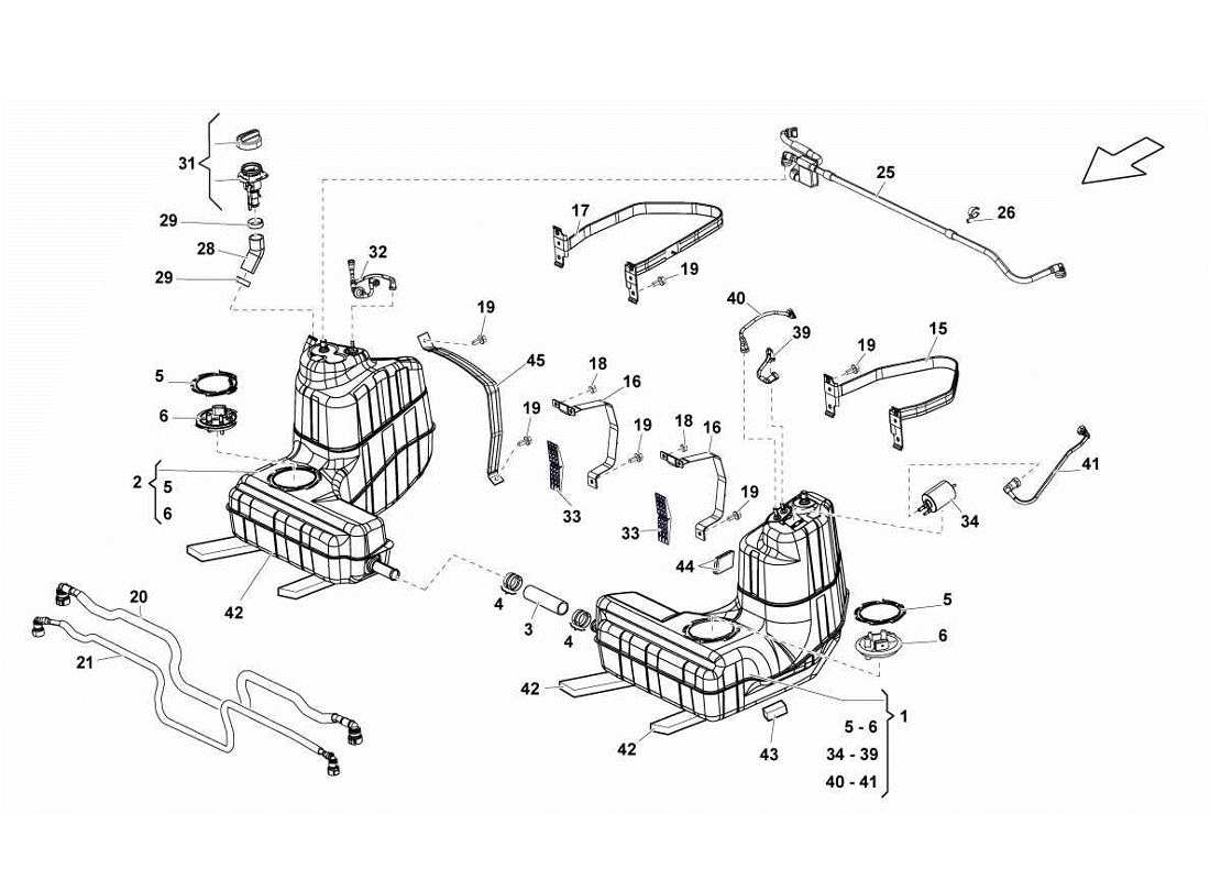 lamborghini gallardo lp570-4s perform serbatoi e impianti diagramma delle parti