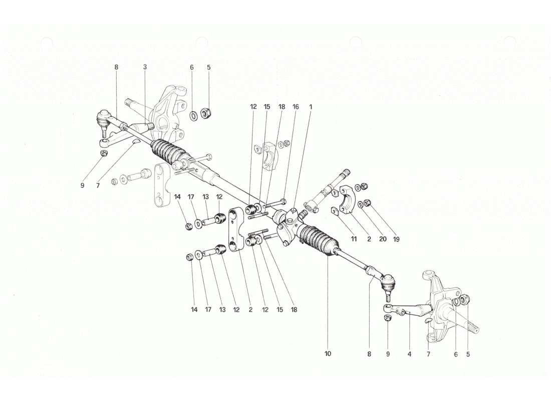 ferrari 208 gtb gts schema delle parti della scatola dello sterzo e del collegamento