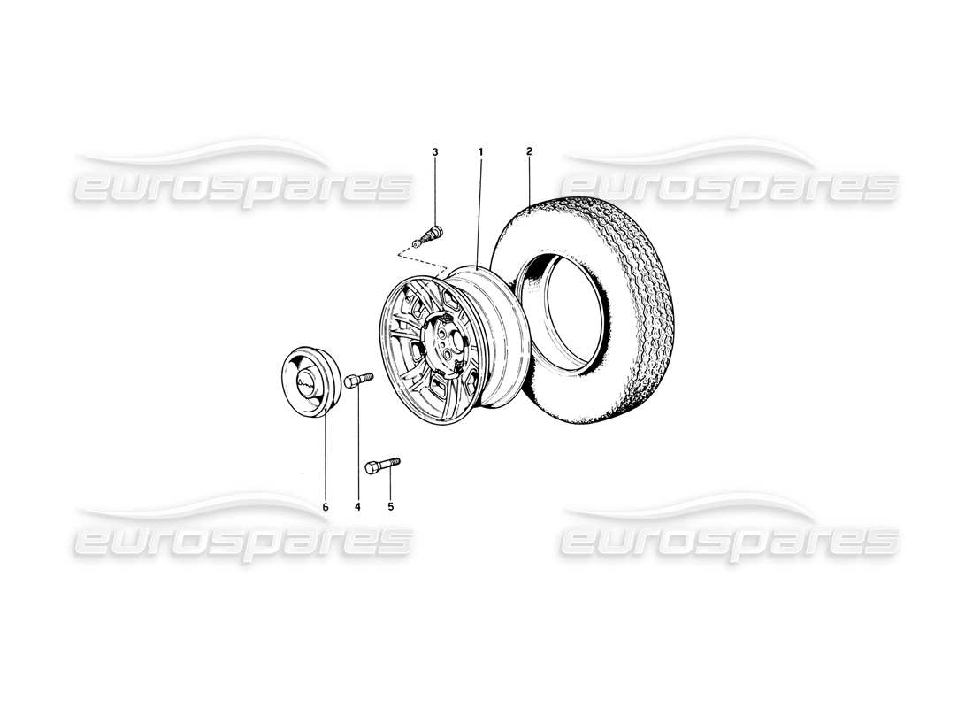 ferrari 246 dino (1975) ruote diagramma delle parti