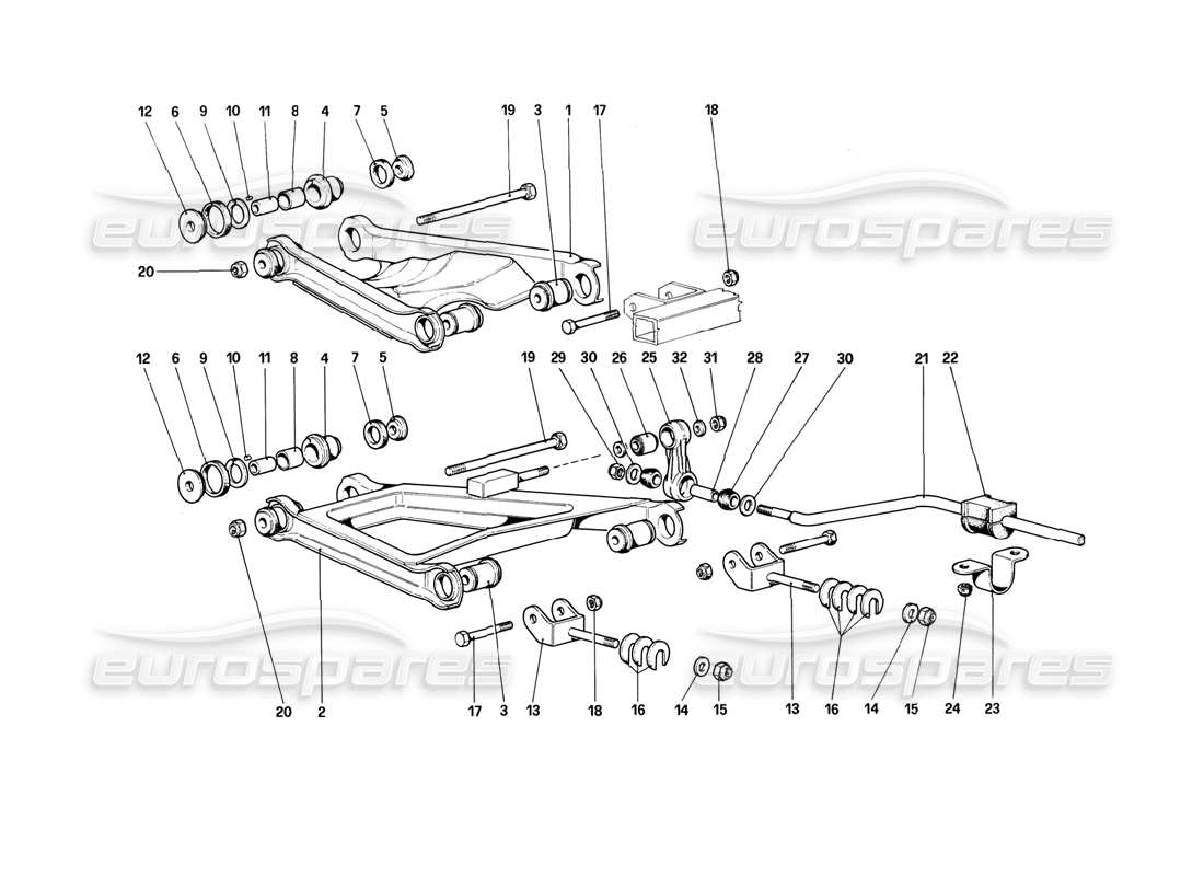 ferrari 308 (1981) gtbi/gtsi sospensione posteriore - bracci trasversali diagramma delle parti