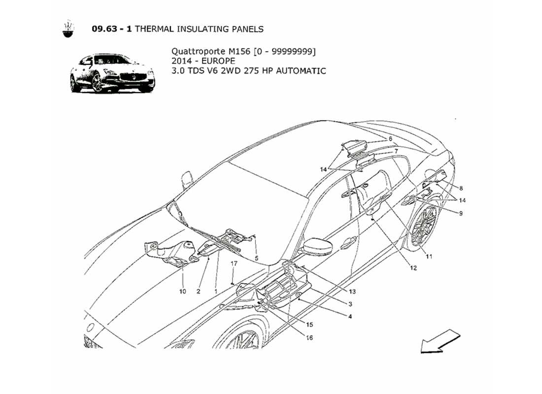 maserati qtp. v6 3.0 tds 275bhp 2014 pannelli termoisolanti schema particolare