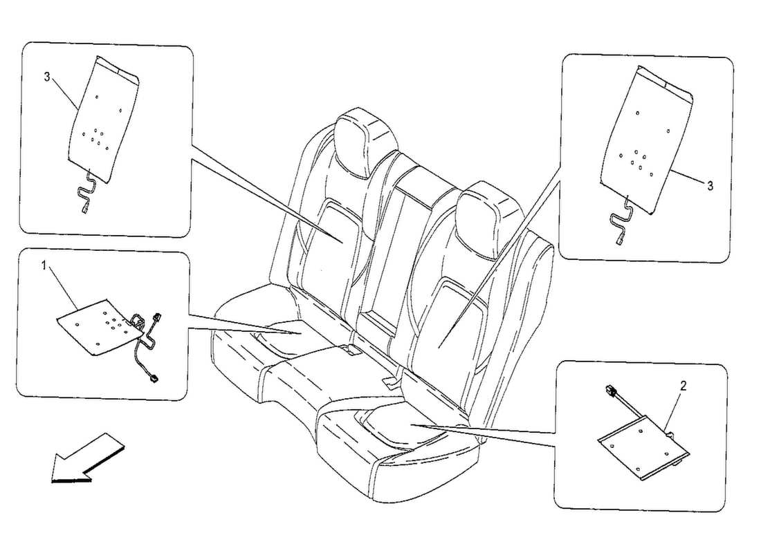 maserati qtp. v8 3.8 530bhp 2014 sedili posteriori: meccanica ed elettronica diagramma delle parti
