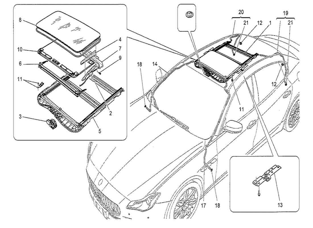 maserati qtp. v8 3.8 530bhp 2014 tetto apribile diagramma delle parti