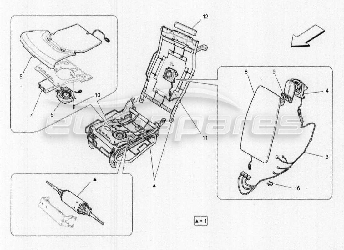 maserati qtp. v8 3.8 530bhp 2014 auto sedili posteriori: meccanica ed elettronica schema delle parti